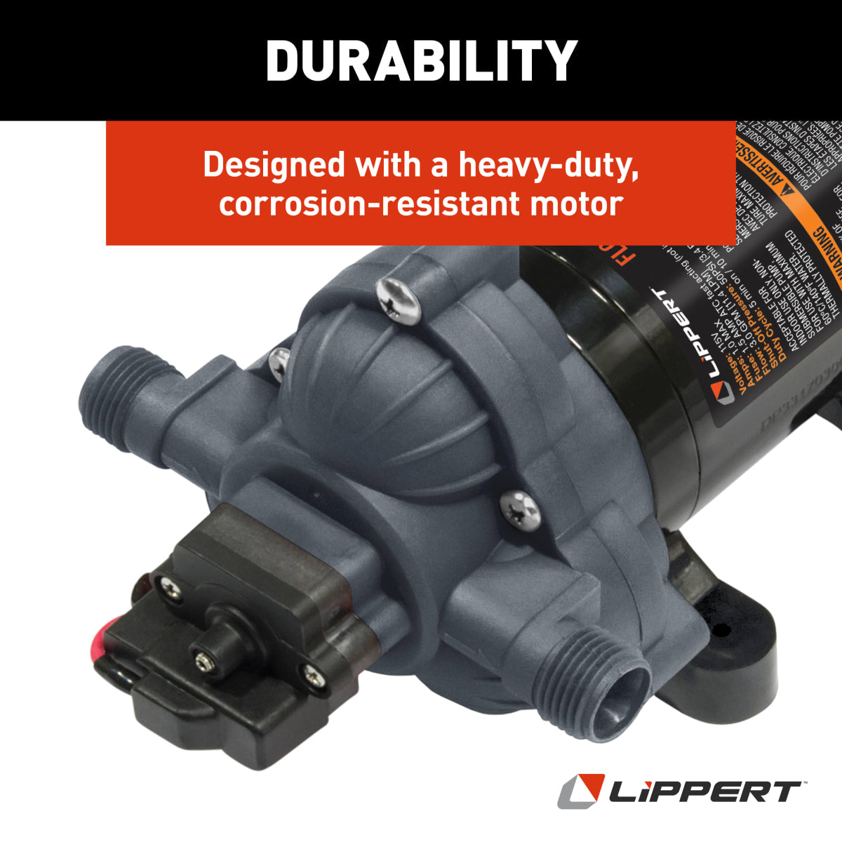 Lippert Flow Max RV Fresh Water Pump, 12V, 3.3 GPM - view 5