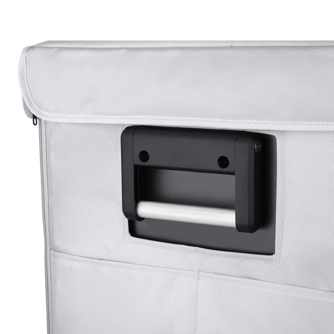 ICECO upgraded insulated protective cover on a VL60ProS portable fridge, gray