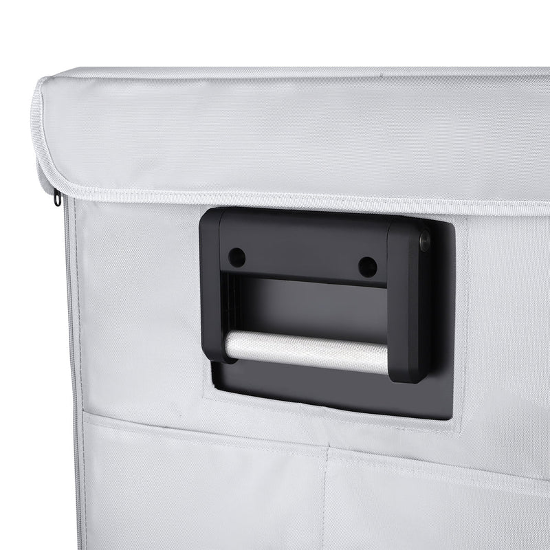 ICECO upgraded insulated protective cover on a VL60ProS portable fridge, gray