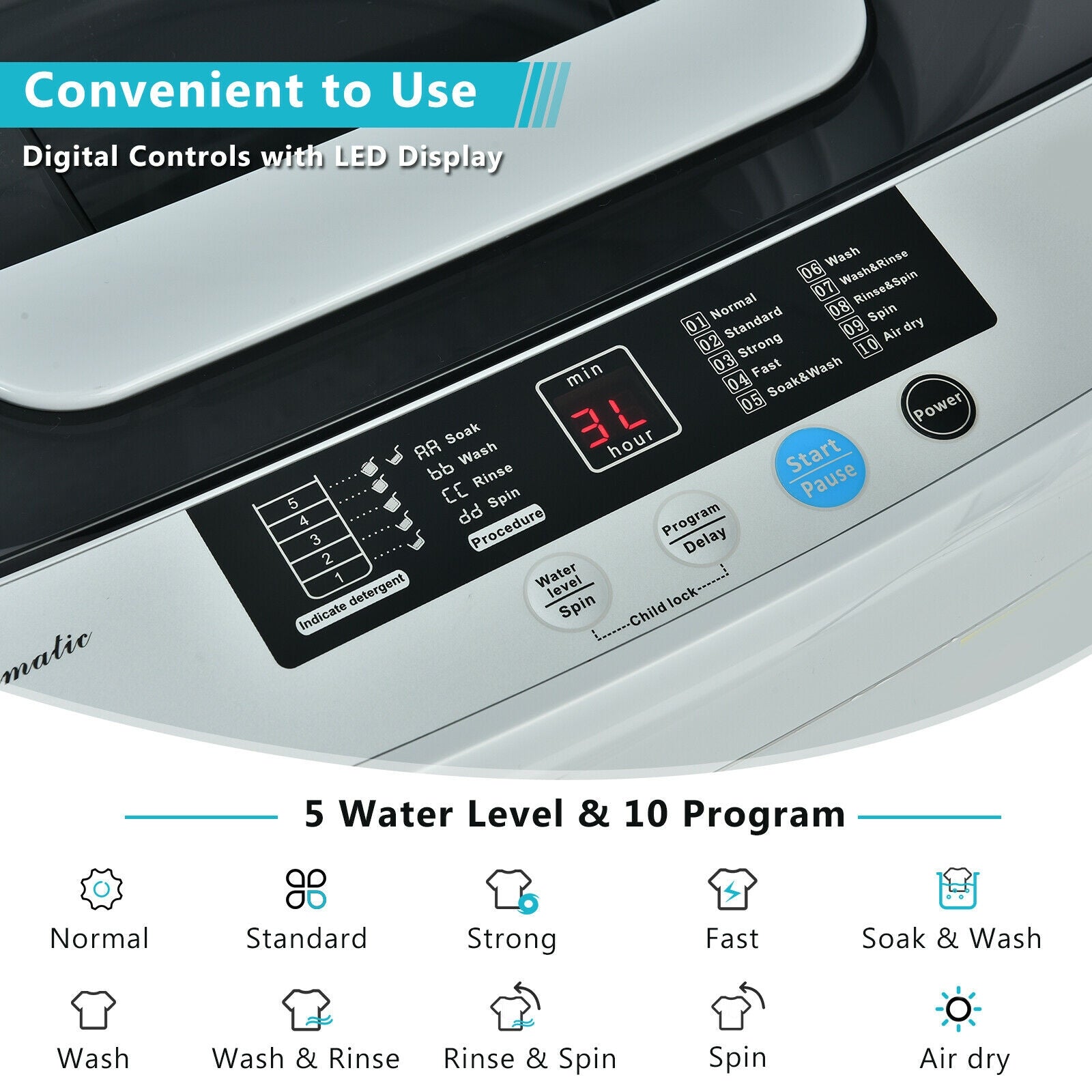 Costway full-automatic washing machine inlet and drain hose