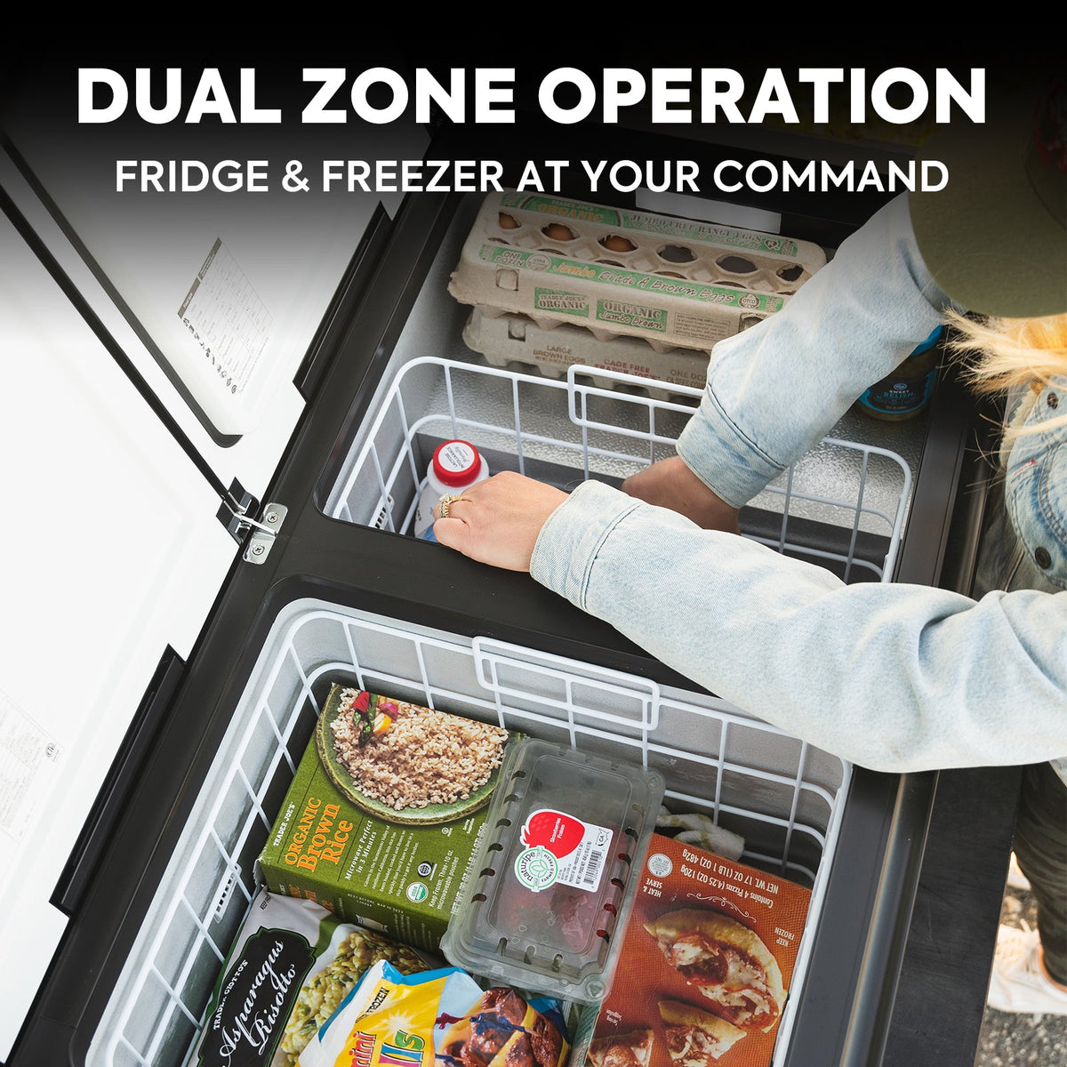 ICECO VL90ProD dual zone portable fridge freezer, black