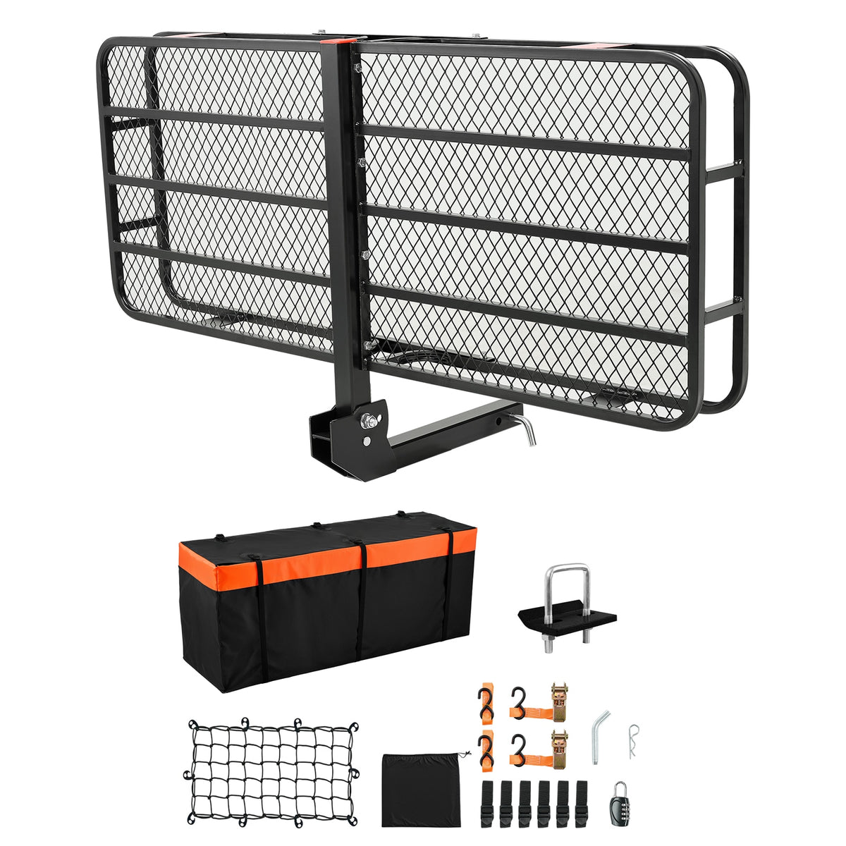 Folding hitch cargo carrier