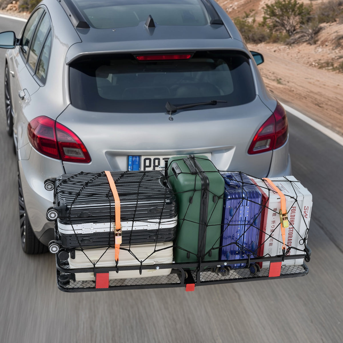 Folding hitch cargo carrier