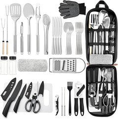 Camping Kitchen Utensil Set 34-Piece Stainless Steel