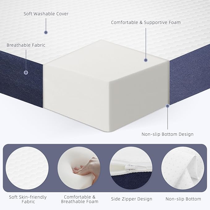 Tri-fold foam mattress folded for storage - view 2