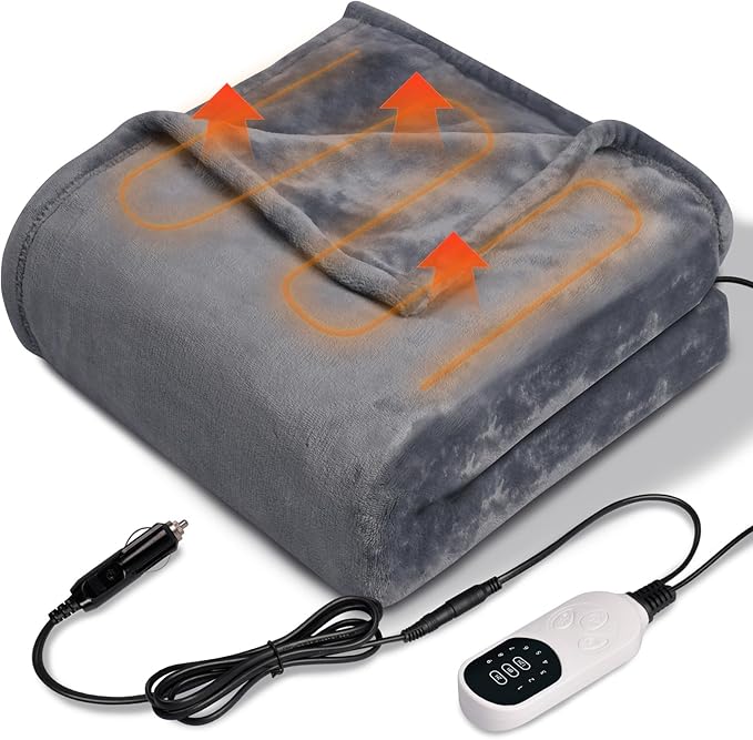 12V heated flannel blanket plugged into RV outlet - view 2