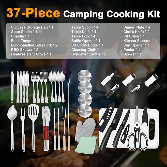 Stainless Steel Camping Utensil Set Mess Kit