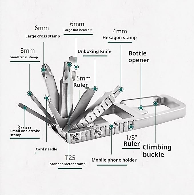 13-in-1 Stainless Steel Pocket Multitool Folding