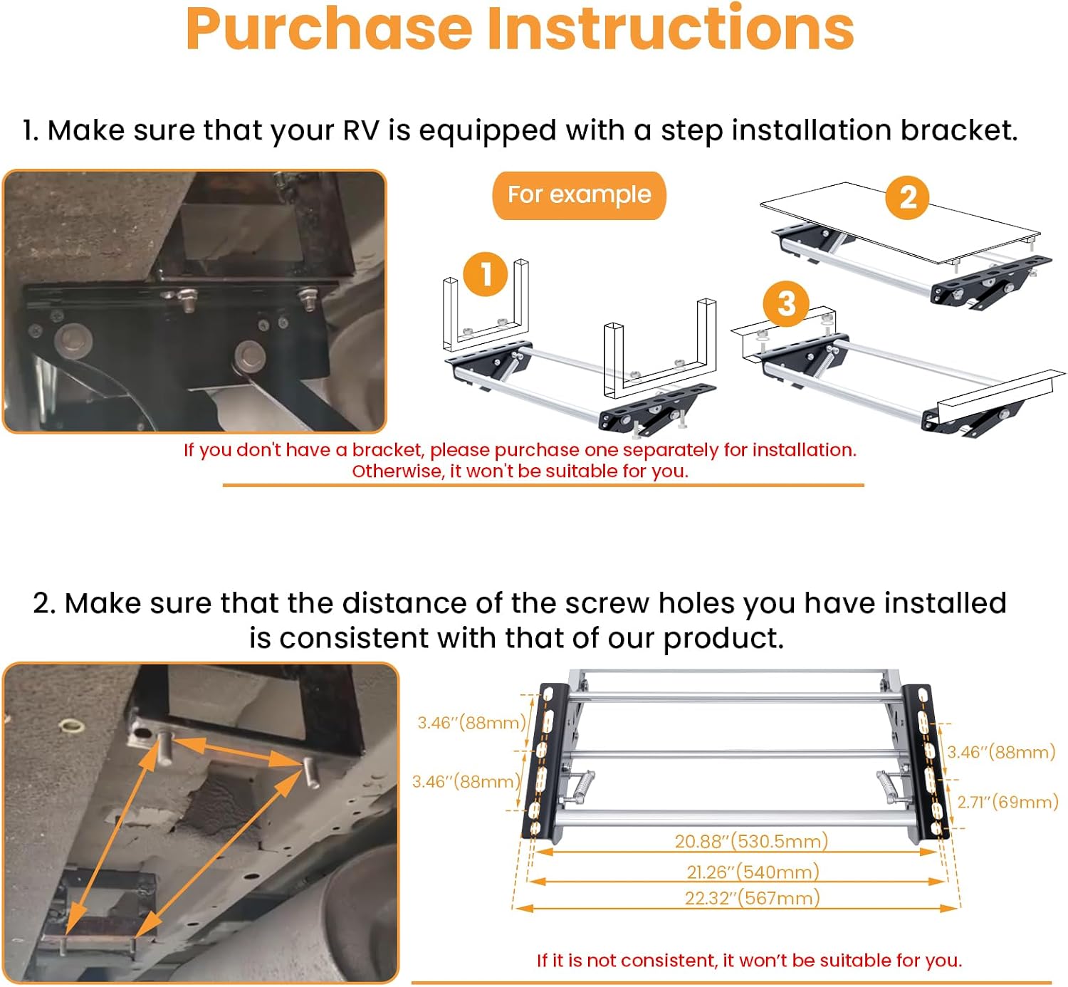 RV step mounting hole pattern