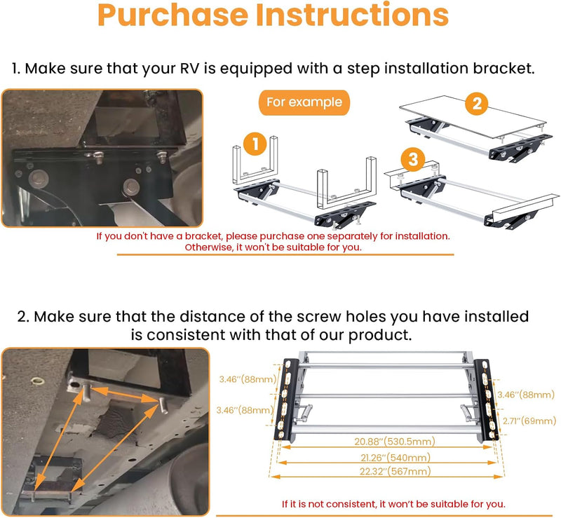 RV step mounting hole pattern