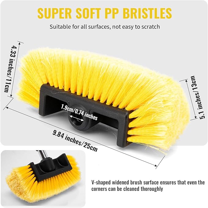 RV Wash Brush 5-11ft Extendable Handle with Flow Control
