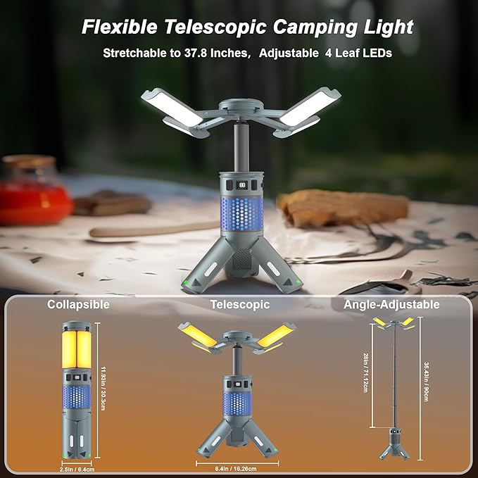 Telescopic Camping Lights 12000mAh RGB Magnetic