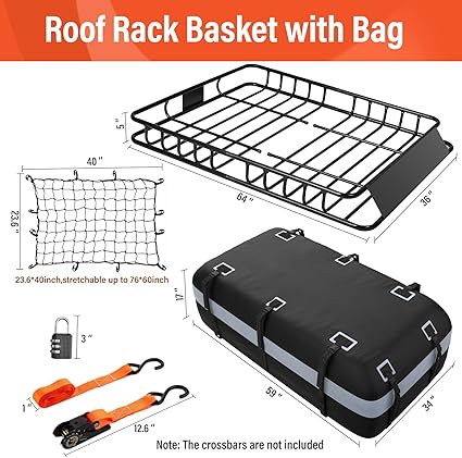 Rooftop Cargo Carrier Rack 64"x36" with Waterproof Bag