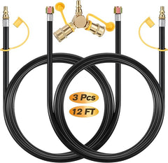 RV Propane Quick Connect Hose Kit 12ft with Y-Splitter 2-Pack