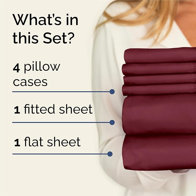 King 6-Piece Sheet Set Soft Breathable Burgundy