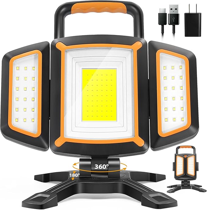 Rechargeable magnetic work light three head - view 2