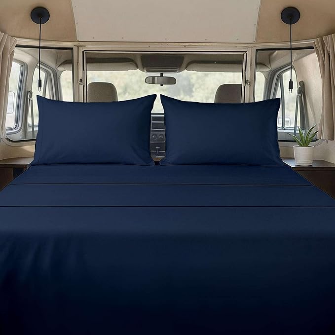 RV 3/4 Sheet Set 48x80 4-Piece Navy Blue Deep Pocket