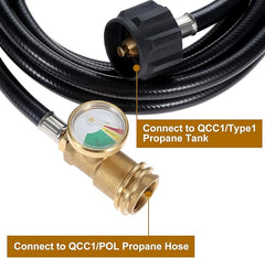 12ft Propane Extension Hose with Gauge POL to QCC1