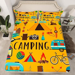 RV Camper Twin Fitted Sheet Happy Camping for Kids