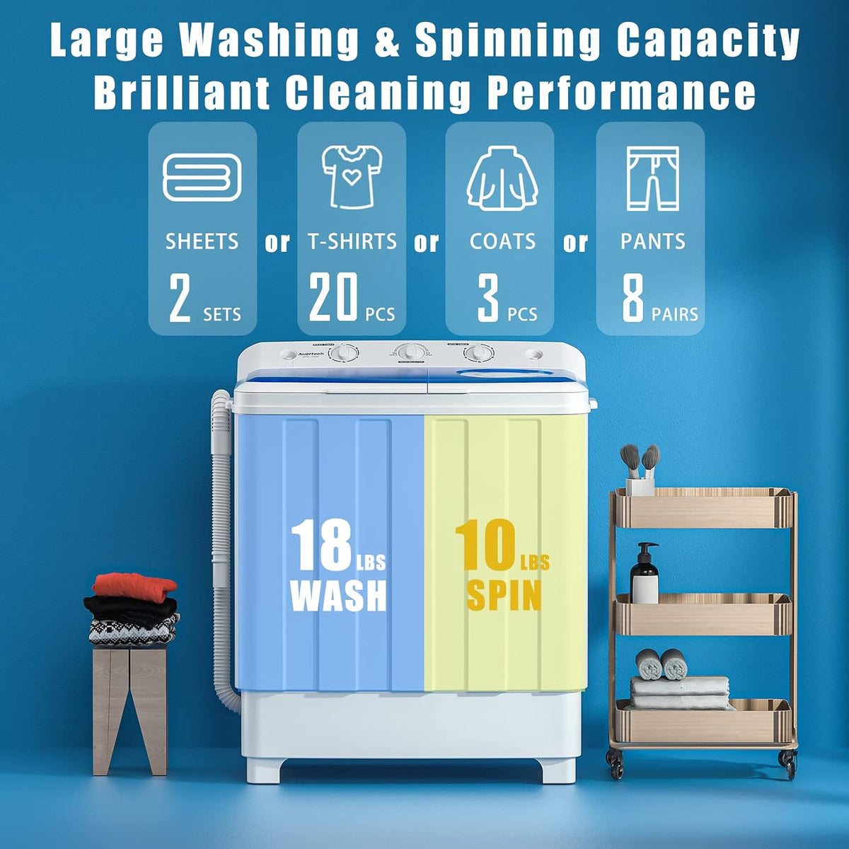 Twin tub portable washing machine 28 lb