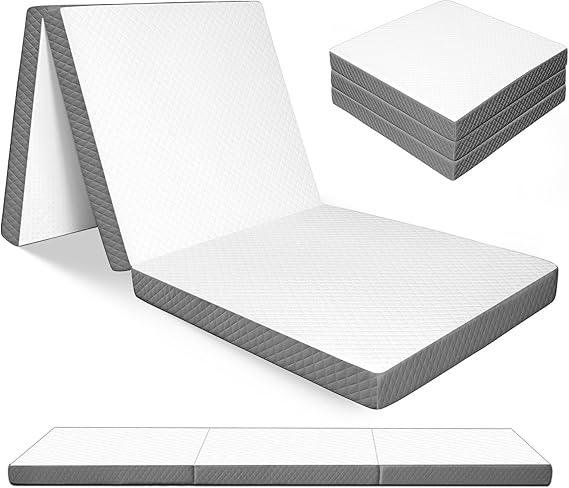 Tri-fold sponge mattress folded portable floor bed - view 2
