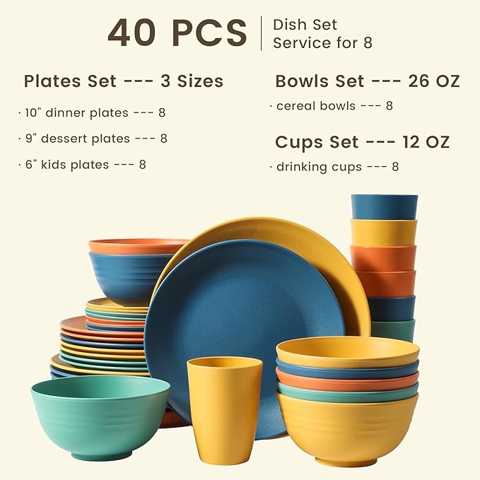 Wheat Straw Dinnerware Set Service for 8 (40pc) – RV Parts Giant