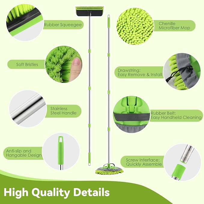 Car/RV Wash Brush Kit 62" Microfiber Mop & Brush 2-Pack