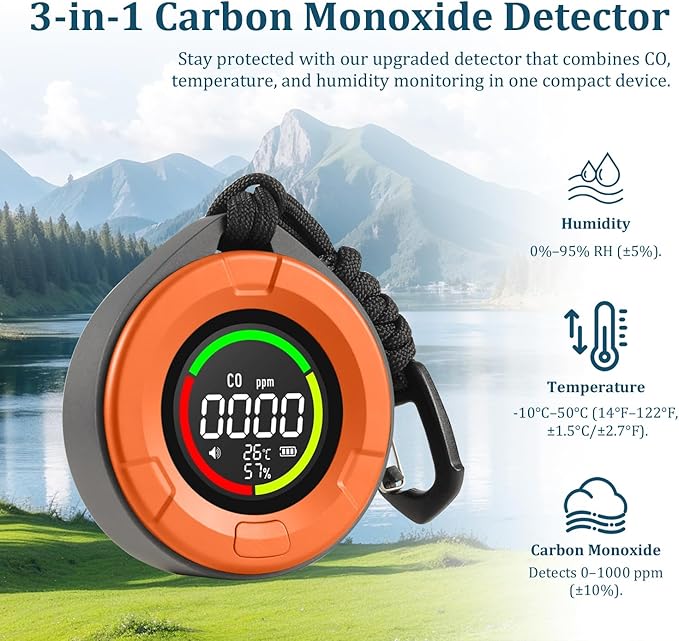 3-in-1 Rechargeable Travel CO Detector