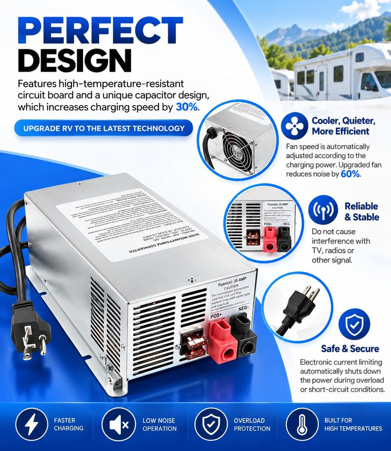 55 amp deck-mount RV converter charger