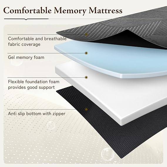 Tri-Fold Memory Foam Mattress Twin 6" 75x38