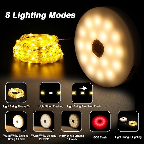 4-in-1 Solar Camping String Light 42ft Retractable