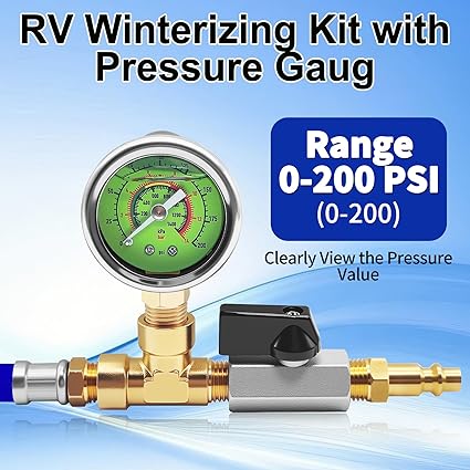 RV Winterizing Kit with Pressure Gauge & 60" Hose