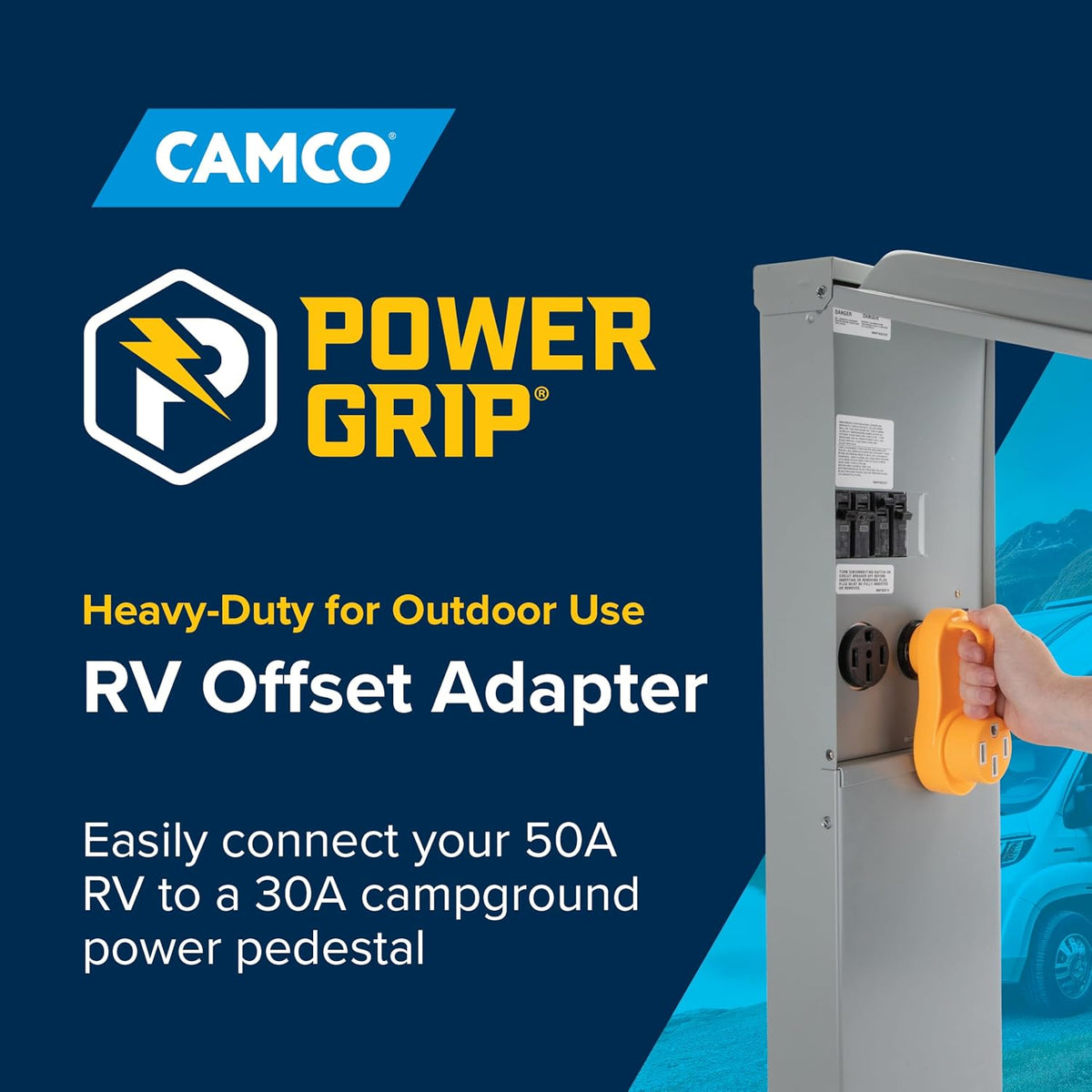 Camco Power Grip 30A to 50A Offset Adapter - view 2