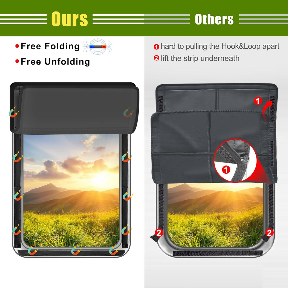Magnetic RV door window shade