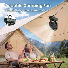 Rechargeable camping fan with LED light