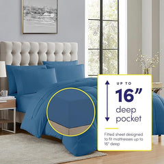RV Short Queen Comforter Set 6-Piece Denim