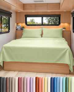 RV Short Queen Sheet Set 4-Piece 60x75 Light Sage Green