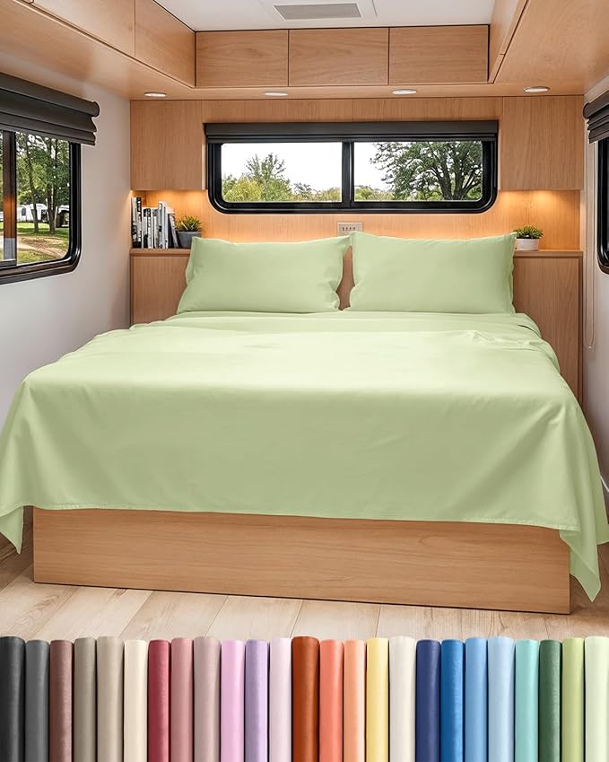 RV Short Queen Sheet Set 4-Piece 60x75 Light Sage Green