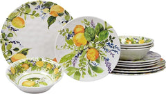 Lemon Zest Melamine Dinnerware Set 12-Piece for 4