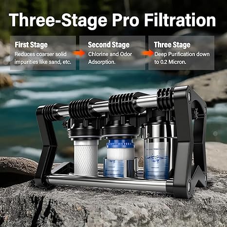 3 Stage RV Water Filter System with 3 Replacement Filters 0.2 Micron High Flow Camper Water Filter for RV and Boat