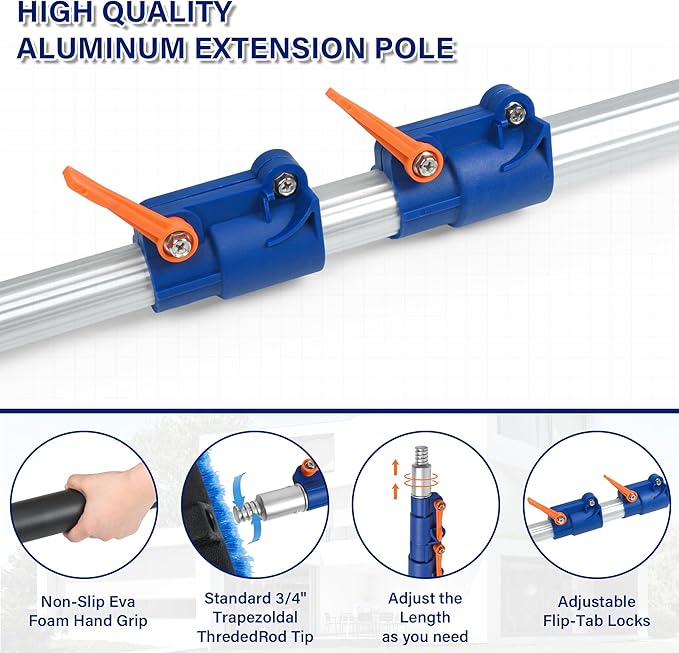 20ft Exterior Cleaning Brush Set Telescoping Pole with Squeegee