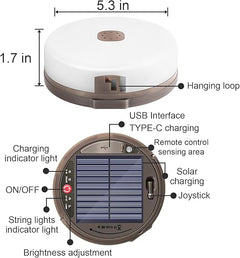 4-in-1 Solar Camping String Light 42ft Retractable