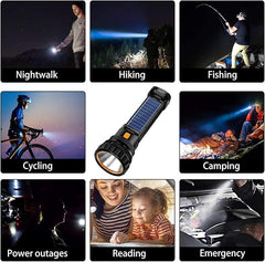 Solar/Rechargeable LED Flashlight 1000LM Emergency