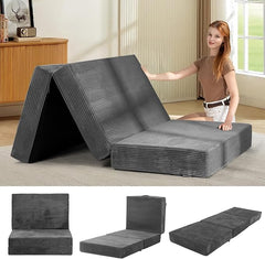 6" Tri-Fold Mattress Twin Foldable Futon Sofa Bed