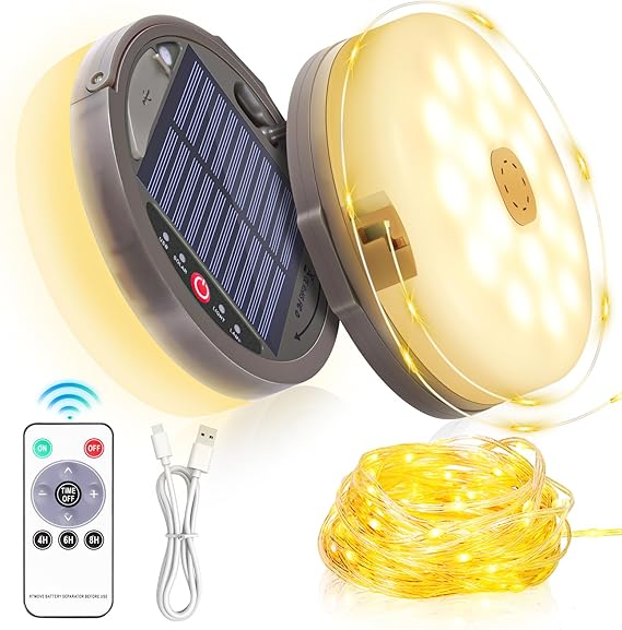 4-in-1 Solar Camping String Light 42ft Retractable