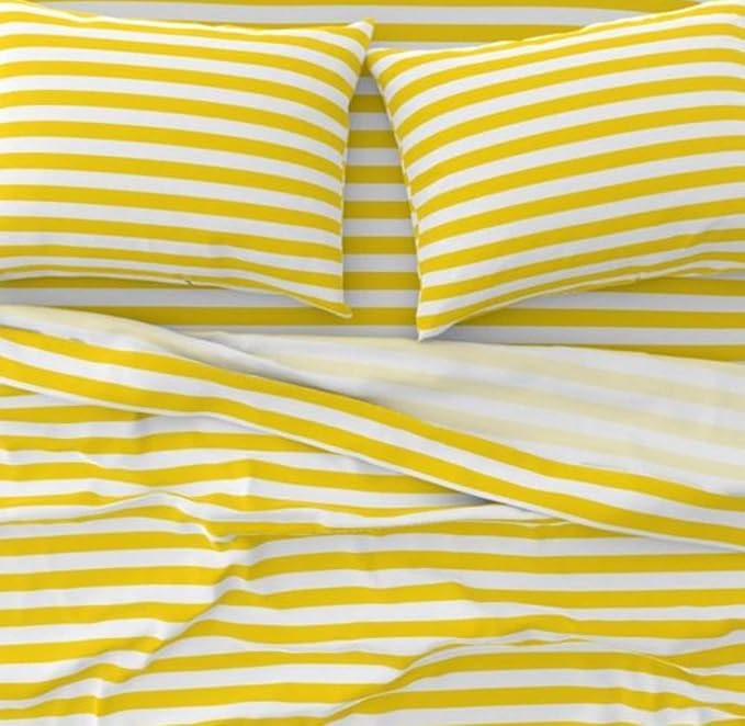 RV King Sheet Set Egyptian Cotton 72x80 Yellow Striped