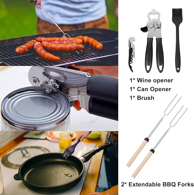 Camping Kitchen Utensil Set 35-Piece Stainless Steel