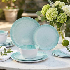 Melamine Dinnerware Set 12-Piece Plates Salad Plates & Bowls