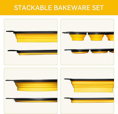 8-Piece Silicone Nonstick Bakeware Set with Oven Mitts Yellow