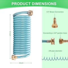 RV External Shower 15ft Coil Hose 1/2" QC Adapter